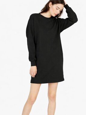Everlane French Terry Crewneck Sweatshirt Dress | Size L | Black